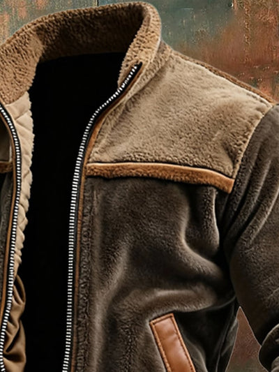 Natan | Ciepła kurtka z weluru i skóry z polarową podszewką
