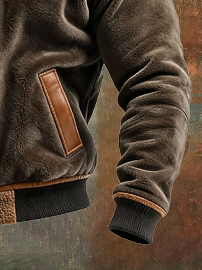 Natan | Ciepła kurtka z weluru i skóry z polarową podszewką