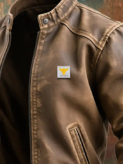 Leo | Brązowa kurtka ze starej skóry o klasycznym kroju